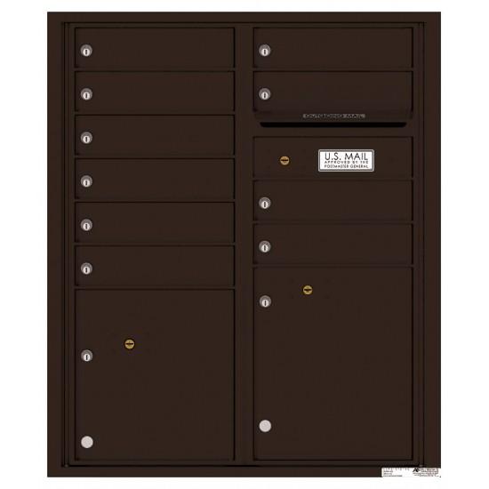 Load image into Gallery viewer, 4CADD-10 - 10 Tenant Doors with 2 Parcel Lockers and Outgoing Mail Compartment - 4C Wall Mount ADA Max Height Mailboxes