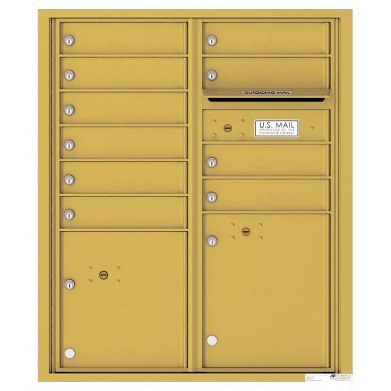 Load image into Gallery viewer, 4CADD-10 - 10 Tenant Doors with 2 Parcel Lockers and Outgoing Mail Compartment - 4C Wall Mount ADA Max Height Mailboxes