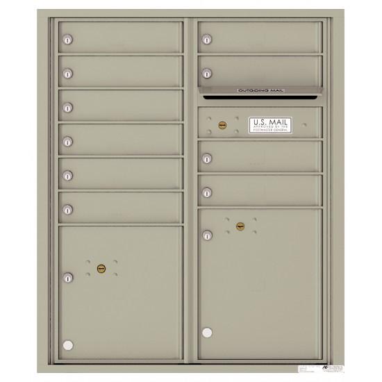 Load image into Gallery viewer, 4CADD-10 - 10 Tenant Doors with 2 Parcel Lockers and Outgoing Mail Compartment - 4C Wall Mount ADA Max Height Mailboxes