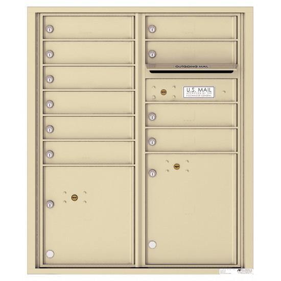 Load image into Gallery viewer, 4CADD-10 - 10 Tenant Doors with 2 Parcel Lockers and Outgoing Mail Compartment - 4C Wall Mount ADA Max Height Mailboxes
