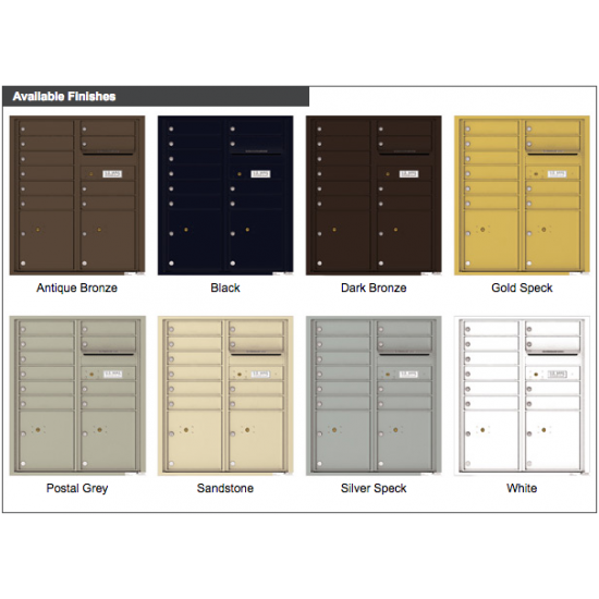 Load image into Gallery viewer, 4CADD-10 - 10 Tenant Doors with 2 Parcel Lockers and Outgoing Mail Compartment - 4C Wall Mount ADA Max Height Mailboxes