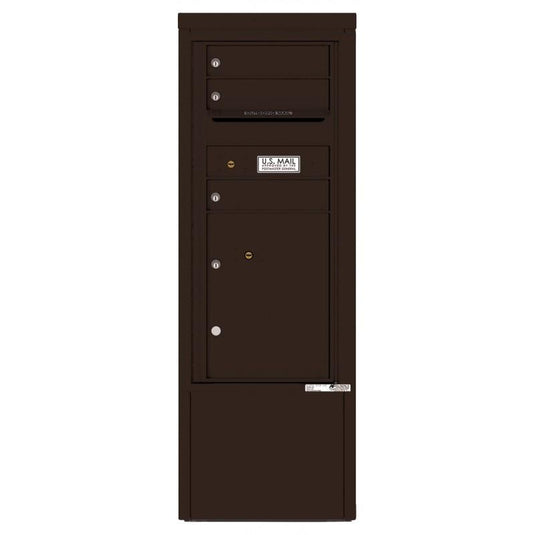 4CADS-03-D - 3 Tenant Doors with 1 Parcel Locker and Outgoing Mail Compartment - 4C Depot Mailbox Module