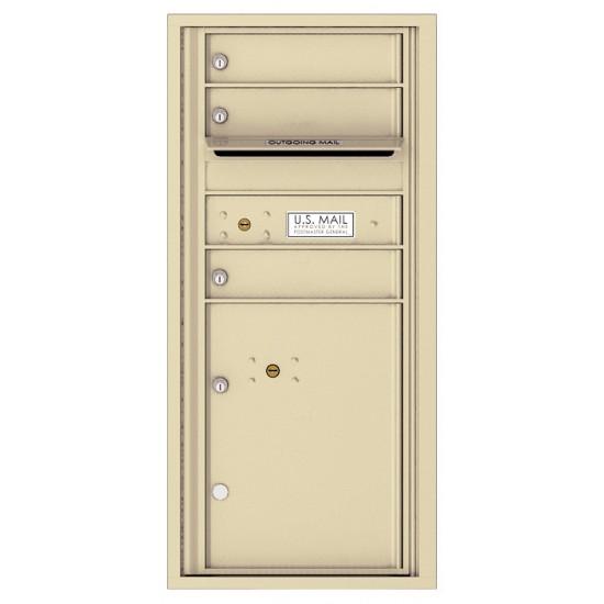 Load image into Gallery viewer, 4CADS-03 - 3 Tenant Doors with 1 Parcel Locker and Outgoing Mail Compartment - 4C Wall Mount ADA Max Height Mailboxes