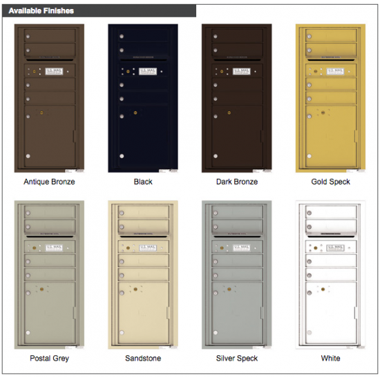 Load image into Gallery viewer, 4CADS-04 - 4 Tenant Doors with 1 Parcel Locker and Outgoing Mail Compartment - 4C Wall Mount ADA Max Height Mailboxes