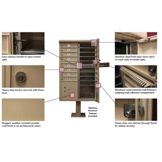 Load image into Gallery viewer, 1570-13AF - 13 Tenant Door Standard Style CBU Mailbox (Pedestal Included) - Type 4