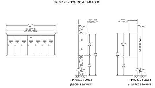 12507 - Standard 7 Door Vertical Mailbox Unit - Front Loading