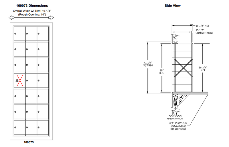 Load image into Gallery viewer, 160073A - Standard 21 Door Horizontal Mailbox Unit - Front Loading - (20 Useable; 7 High)
