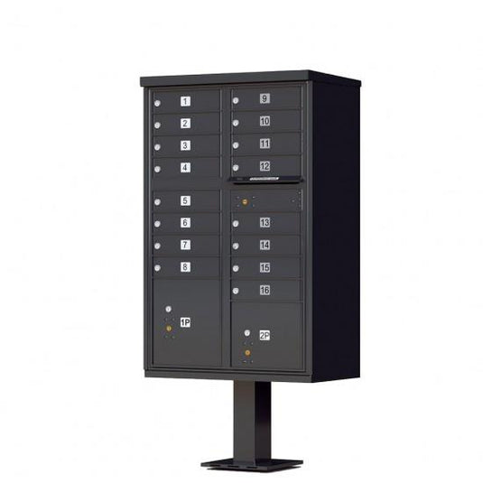 1570-16AF - 16 Tenant Door Standard Style CBU Mailbox (Pedestal Included) - Type 3 USPS Approved Mailboxes