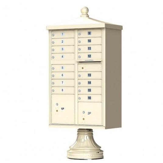 1570-16AF - 16 Tenant Door Standard Style CBU Mailbox (Pedestal Included) - Type 3 USPS Approved Mailboxes