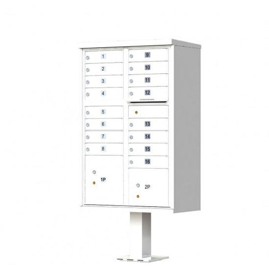 1570-16AF - 16 Tenant Door Standard Style CBU Mailbox (Pedestal Included) - Type 3 USPS Approved Mailboxes