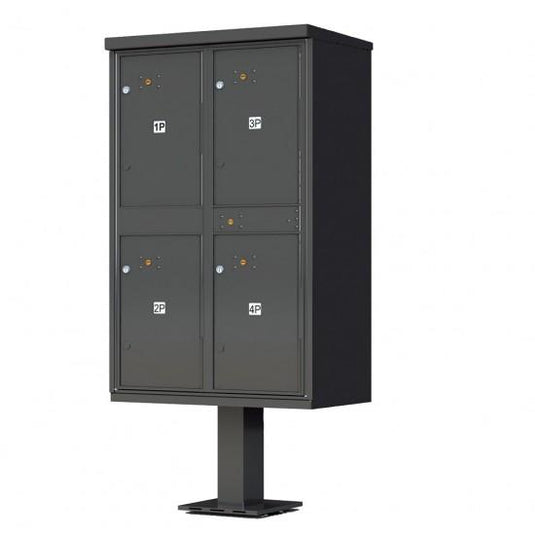 1590-T2AF - 4-Door Pedestal Style High Security Outdoor Parcel Locker (Pedestal Included)
