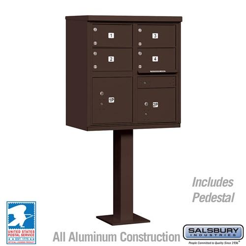 Load image into Gallery viewer, Salsbury Cluster Box Unit with 4 Doors and 2 Parcel Lockers in Sandstone with USPS Access – Type V (SHIPS IN 5-7 DAYS)
