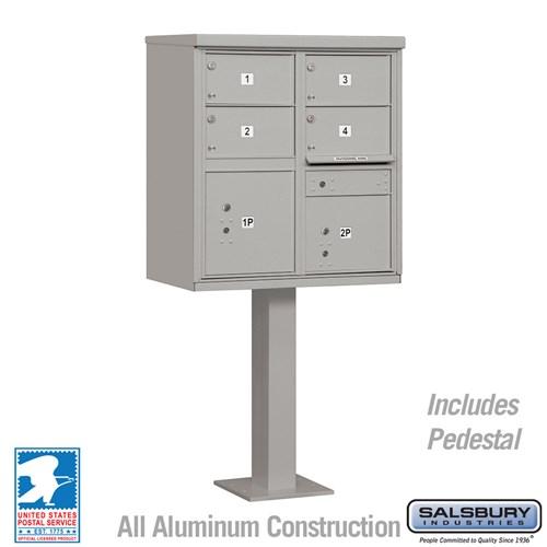 Salsbury Cluster Box Unit with 4 Doors and 2 Parcel Lockers in Sandstone with USPS Access – Type V (SHIPS IN 5-7 DAYS)