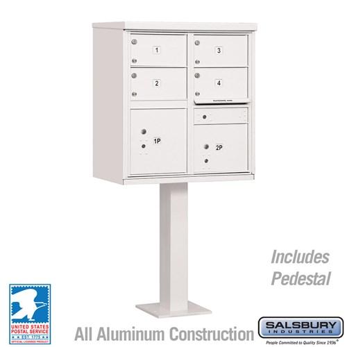 Salsbury Cluster Box Unit with 4 Doors and 2 Parcel Lockers in Sandstone with USPS Access – Type V (SHIPS IN 5-7 DAYS)