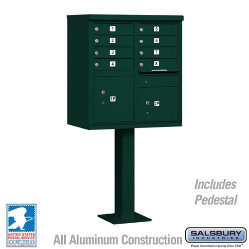 Salsbury Cluster Box Unit with 8 Doors and 2 Parcel Lockers in Black with USPS Access – Type I (SHIPS IN 5-7 DAYS)