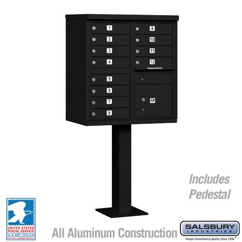 Salsbury Cluster Box Unit with 12 Doors and 1 Parcel Locker in Sandstone with USPS Access – Type II (SHIPS IN 5-7 DAYS)