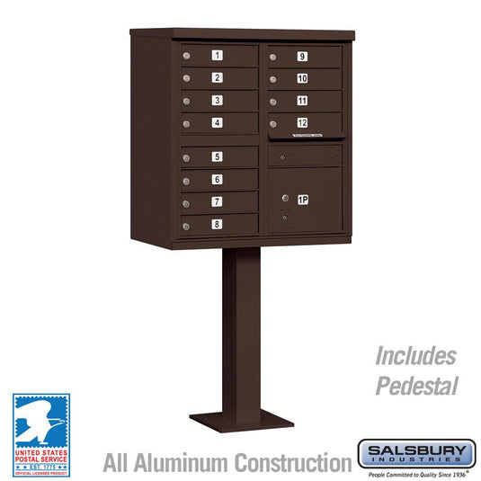 Salsbury Cluster Box Unit with 12 Doors and 1 Parcel Locker in Sandstone with USPS Access – Type II (SHIPS IN 5-7 DAYS)