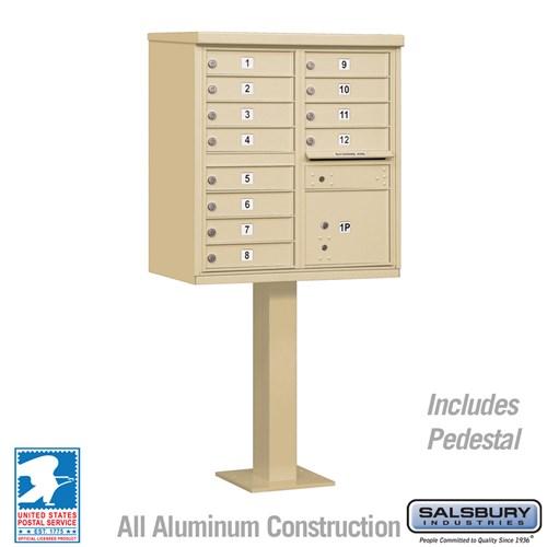 Load image into Gallery viewer, Salsbury Cluster Box Unit with 12 Doors and 1 Parcel Locker in Sandstone with USPS Access – Type II (SHIPS IN 5-7 DAYS)
