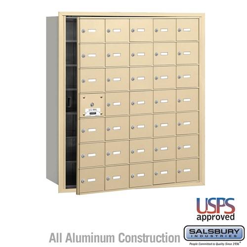 Salsbury 4B+ Horizontal Mailbox - 35 A Doors (34 usable) - Front Loading - USPS Access