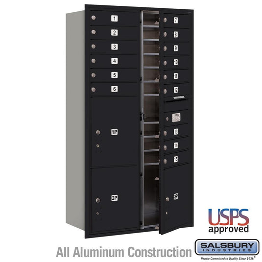 Salsbury Maximum Height 4C Horizontal Mailbox with 15 Doors and 3 Parcel Lockers with USPS Access - Front Loading (SHIPS IN 2-4 WEEKS)