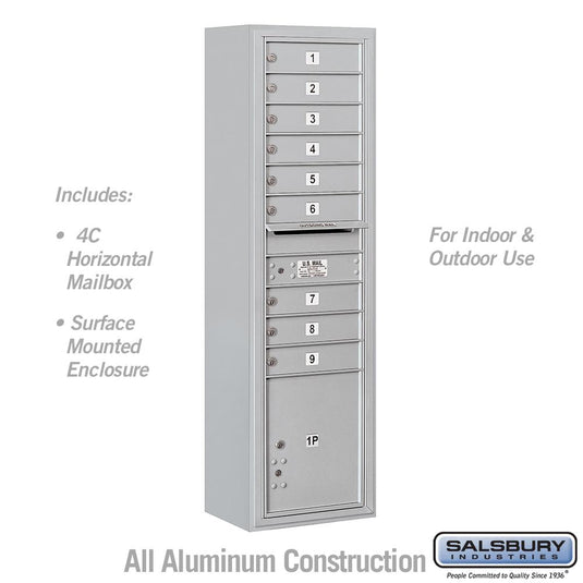 Salsbury Maximum Height 4C Horizontal Mailbox with 9 Doors and 1 Parcel Locker with USPS Access - Front Loading (SHIPS IN 1-2 WEEKS)