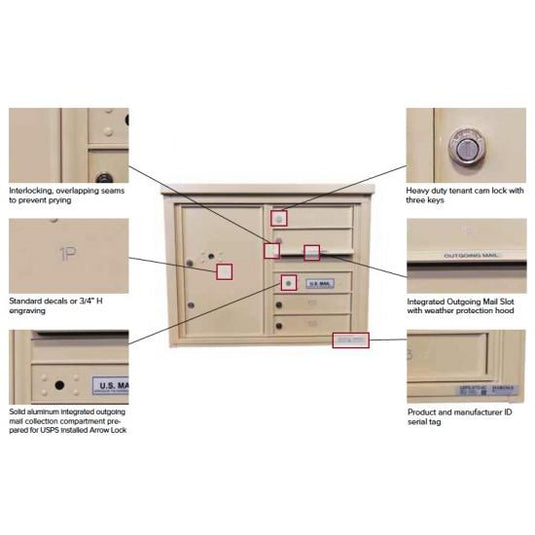 4C14S-06 - 6 Over-Sized Tenant Doors with Outgoing Mail Compartment - 4C Wall Mount 14-High Mailboxes
