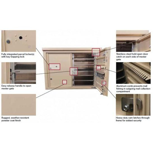 4C07D-03 - 3 Oversized Tenant Doors with 1 Parcel Locker and Outgoing Mail Compartment - 4C Wall Mount 7-High Mailboxes