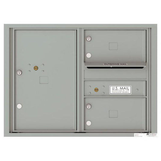 4C06D-02 - 2 Oversized Tenant Doors with 1 Parcel Locker and Outgoing Mail Compartment - 4C Wall Mount 6-High Mailboxes