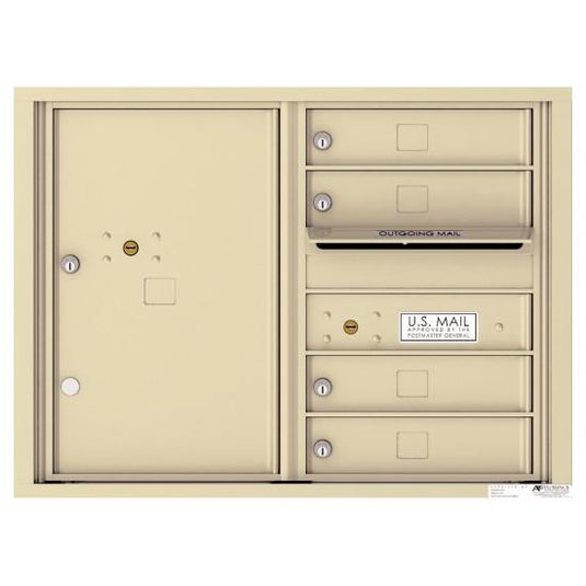 4C06D-04 - 4 Tenant Doors with 1 Parcel Locker and Outgoing Mail Compartment - 4C Wall Mount 6-High Mailboxes