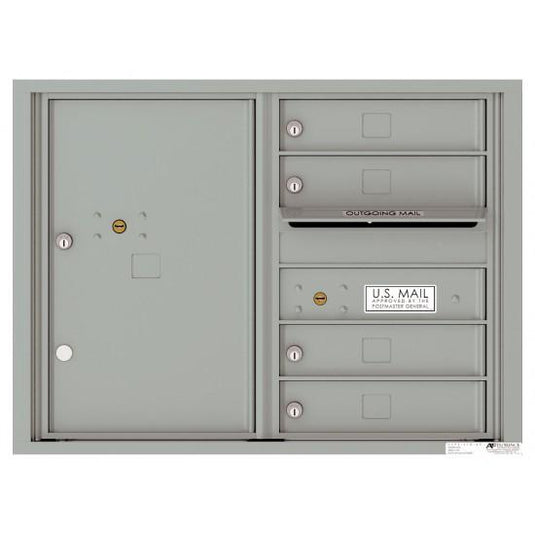 4C06D-04 - 4 Tenant Doors with 1 Parcel Locker and Outgoing Mail Compartment - 4C Wall Mount 6-High Mailboxes