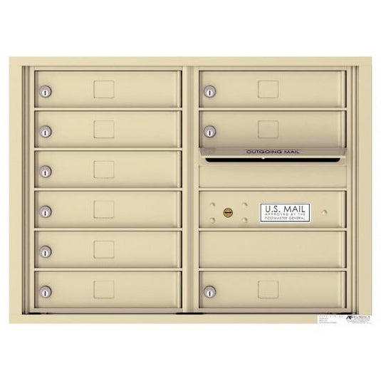 4C06D-09 - 9 Tenant Doors with Outgoing Mail Compartment - 4C Wall Mount 6-High Mailboxes