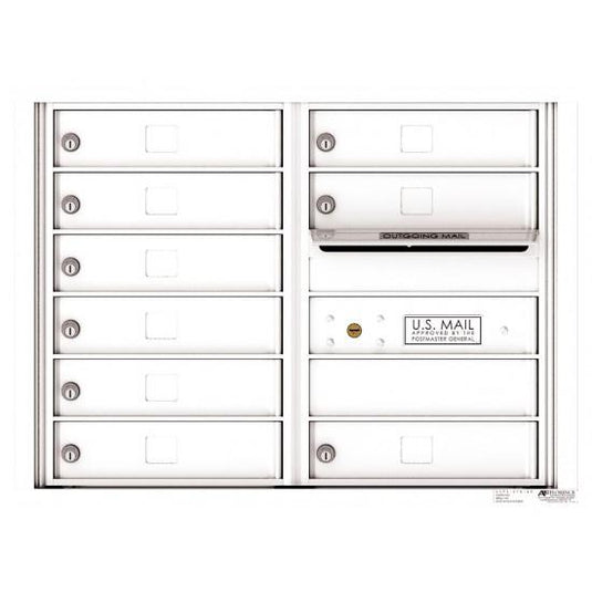 4C06D-09 - 9 Tenant Doors with Outgoing Mail Compartment - 4C Wall Mount 6-High Mailboxes