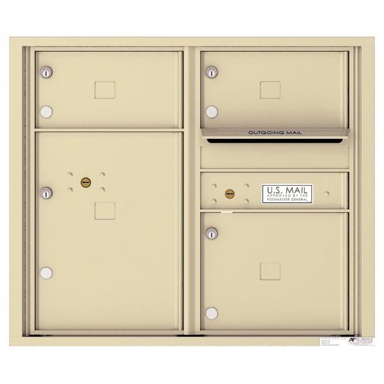 Load image into Gallery viewer, 4C07D-03 - 3 Oversized Tenant Doors with 1 Parcel Locker and Outgoing Mail Compartment - 4C Wall Mount 7-High Mailboxes
