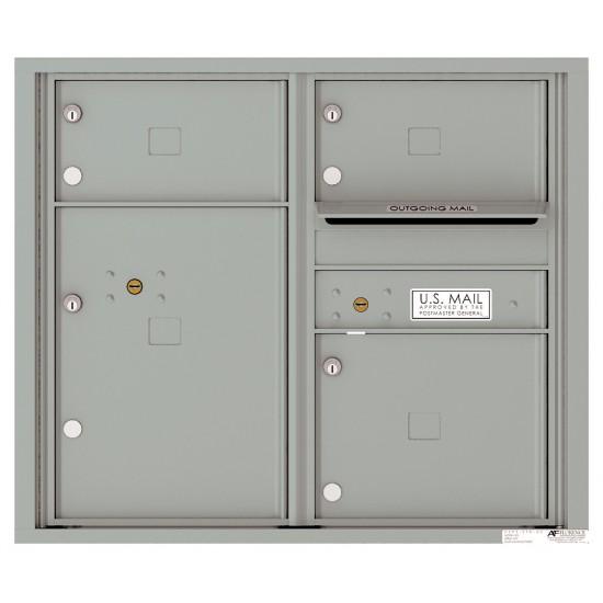 Load image into Gallery viewer, 4C07D-03 - 3 Oversized Tenant Doors with 1 Parcel Locker and Outgoing Mail Compartment - 4C Wall Mount 7-High Mailboxes

