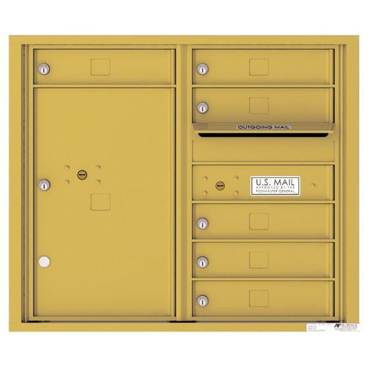 4C07D-06 - 6 Tenant Doors with 1 Parcel Locker and Outgoing Mail Compartment - 4C Wall Mount 7-High Mailboxes