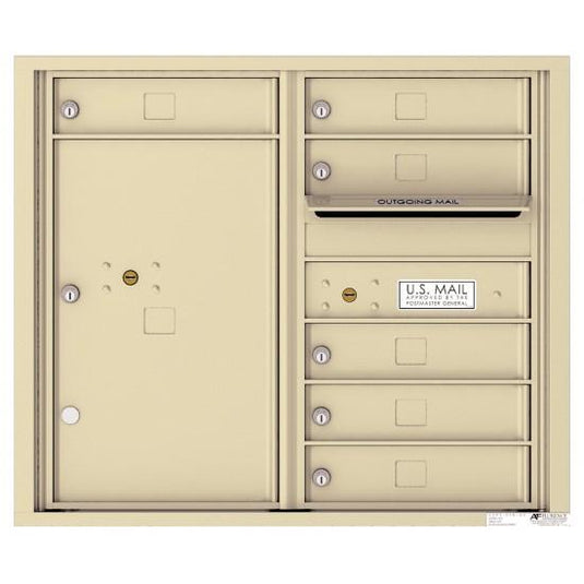 4C07D-06 - 6 Tenant Doors with 1 Parcel Locker and Outgoing Mail Compartment - 4C Wall Mount 7-High Mailboxes