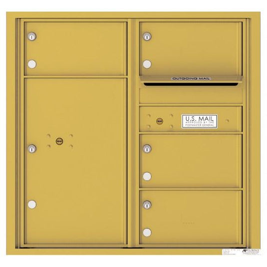 4C08D-04 - 4 Oversized Tenant Doors with 1 Parcel Locker and Outgoing Mail Compartment - 4C Wall Mount 8-High Mailboxes