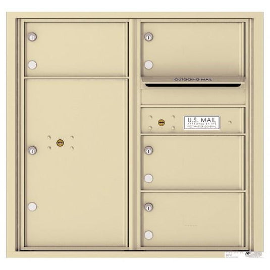 4C08D-04 - 4 Oversized Tenant Doors with 1 Parcel Locker and Outgoing Mail Compartment - 4C Wall Mount 8-High Mailboxes