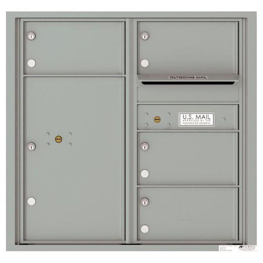 4C08D-04 - 4 Oversized Tenant Doors with 1 Parcel Locker and Outgoing Mail Compartment - 4C Wall Mount 8-High Mailboxes