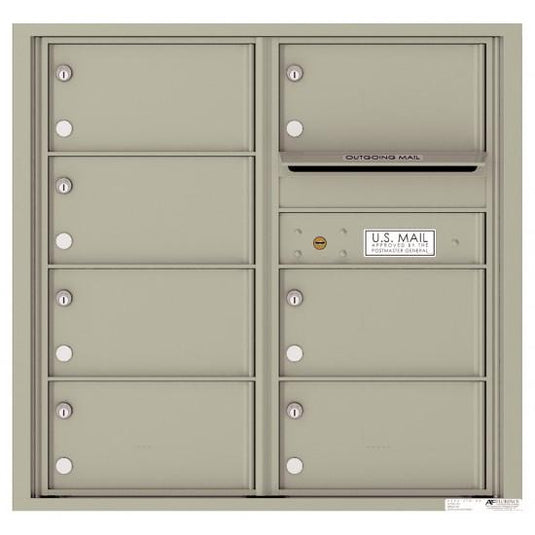 4C08D-07 - 7 Oversized Tenant Doors with Outgoing Mail Compartment - 4C Wall Mount 8-High Mailboxes