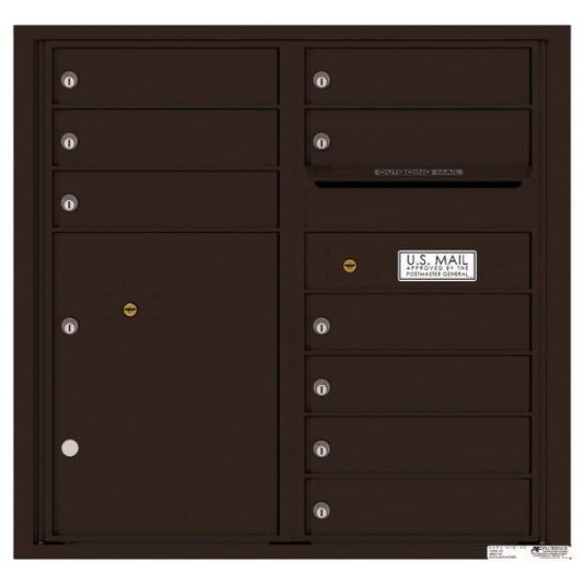 4C08D-09 - 9 Tenant Doors with 1 Parcel Locker and Outgoing Mail Compartment - 4C Wall Mount 8-High Mailboxes