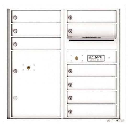 4C08D-09 - 9 Tenant Doors with 1 Parcel Locker and Outgoing Mail Compartment - 4C Wall Mount 8-High Mailboxes