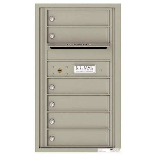 4C08S-06 - 6 Tenant Doors with Outgoing Mail Compartment - 4C Wall Mount 8-High Mailboxes