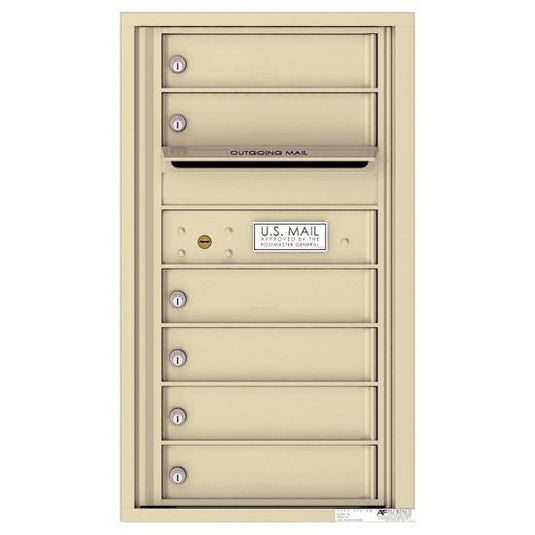 4C08S-06 - 6 Tenant Doors with Outgoing Mail Compartment - 4C Wall Mount 8-High Mailboxes