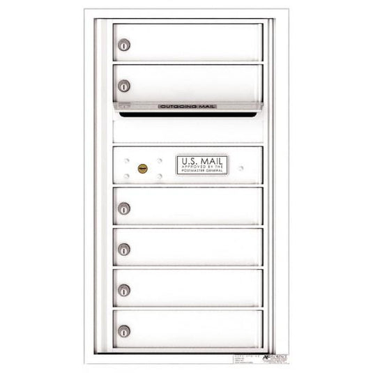 4C08S-06 - 6 Tenant Doors with Outgoing Mail Compartment - 4C Wall Mount 8-High Mailboxes