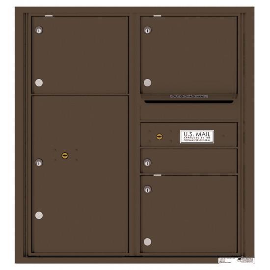 4C09D-04 - 1 Standard and 3 Oversized Tenant Doors with 1 Parcel Locker and Outgoing Mail Compartment - 4C Wall Mount 9-High Mailboxes