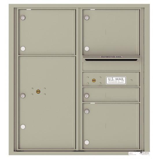 Load image into Gallery viewer, 4C09D-04 - 1 Standard and 3 Oversized Tenant Doors with 1 Parcel Locker and Outgoing Mail Compartment - 4C Wall Mount 9-High Mailboxes
