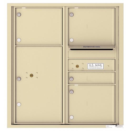 Load image into Gallery viewer, 4C09D-04 - 1 Standard and 3 Oversized Tenant Doors with 1 Parcel Locker and Outgoing Mail Compartment - 4C Wall Mount 9-High Mailboxes
