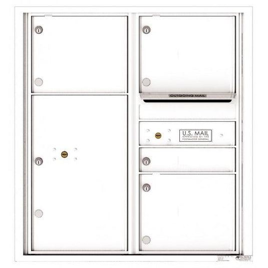 4C09D-04 - 1 Standard and 3 Oversized Tenant Doors with 1 Parcel Locker and Outgoing Mail Compartment - 4C Wall Mount 9-High Mailboxes