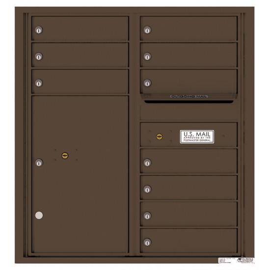Load image into Gallery viewer, 4C09D-10 - 10 Tenant Doors with 1 Parcel Locker and Outgoing Mail Compartment - 4C Wall Mount 9-High Mailboxes
